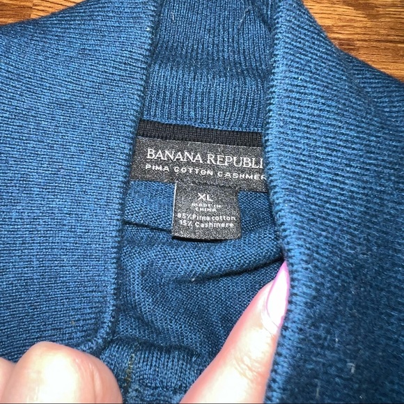 Banana Republic Blue Half Zip Pima Cotton Cashmere Sweater XL - Picture 5 of 6